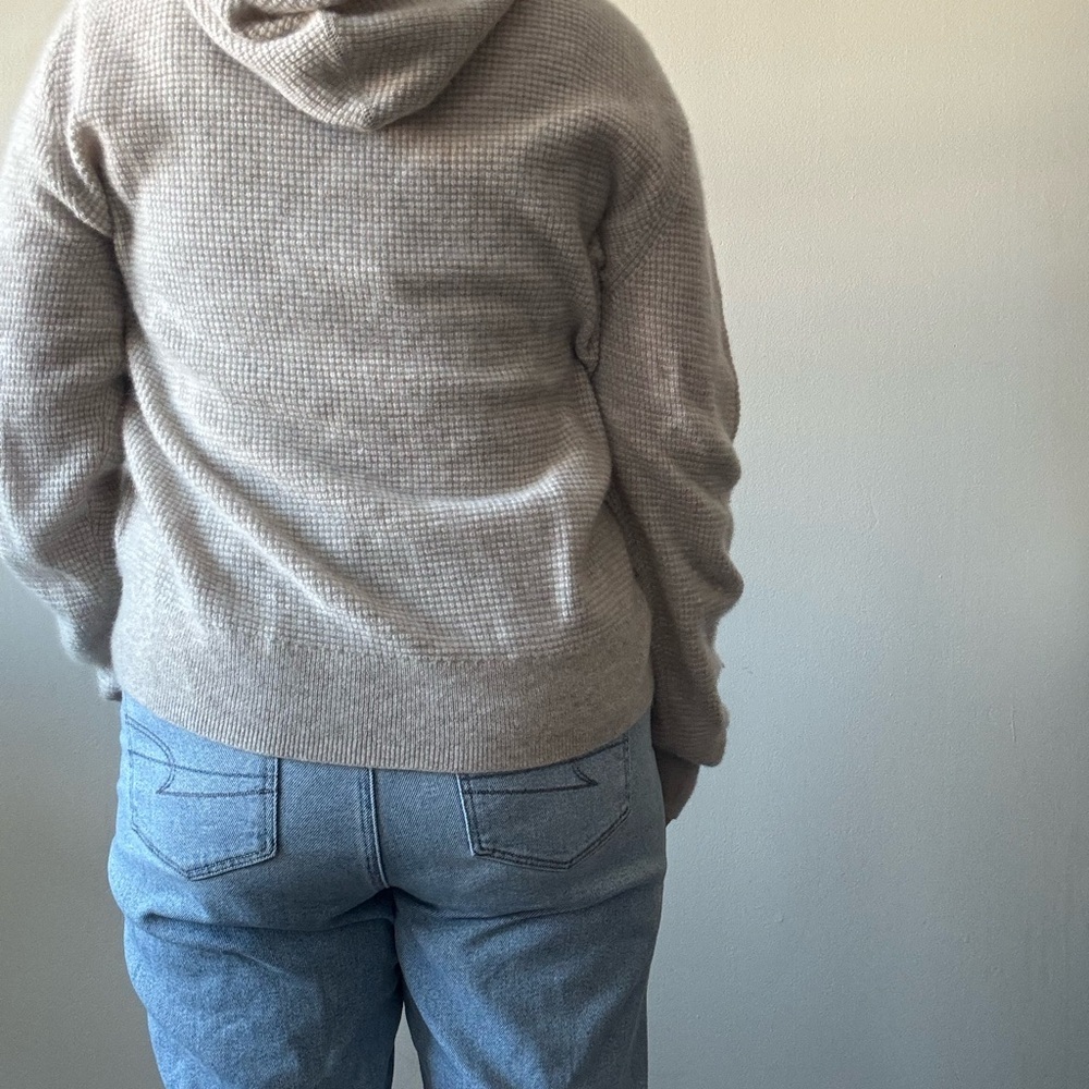 J. Crew Beige Cashmere Waffle Knit Hoodie - Picture 6 of 10